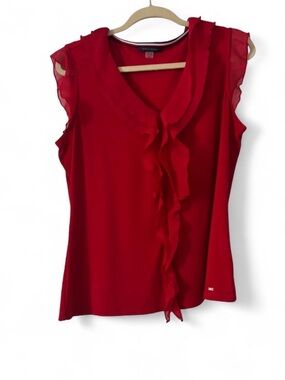 Tommy Hilfiger Red Ruffle Sleeveless blouse